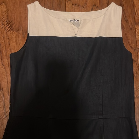 Tyler boe size 6 navy and white linen dress - Picture 2 of 4